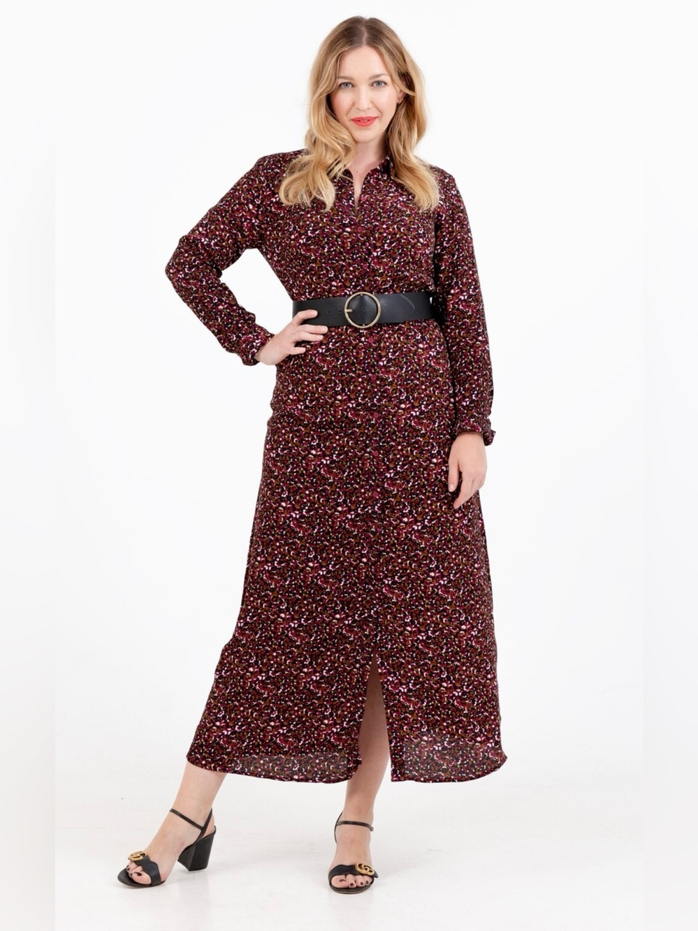& Other Stories Micro Floral Midi Shirt Dress - Size 2 / XS